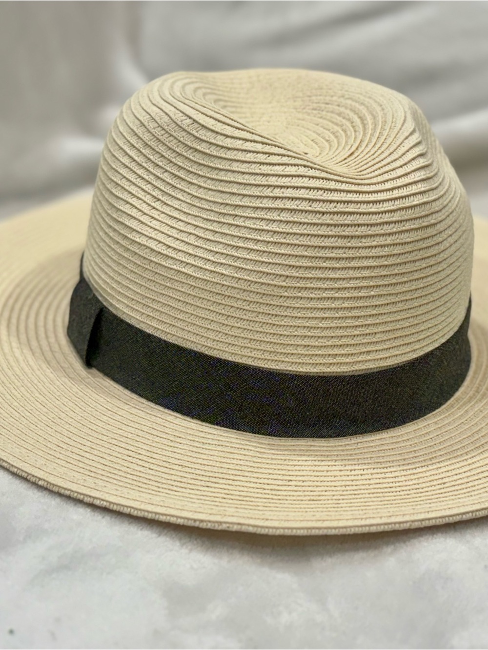 San Diego Hat Company Cream Straw Fedora with Black Band